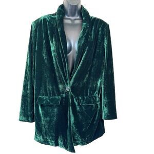 English Factory Green Velvety Velour Blazer